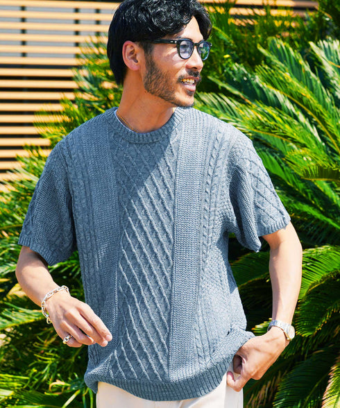 Aスモークブルー(クルーネック) MODEL : GO 180cm 66kg Lsize