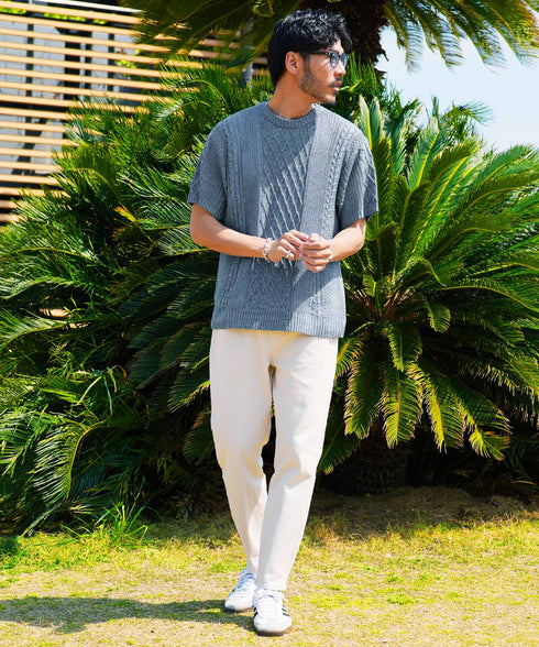 Aスモークブルー(クルーネック) MODEL : GO 180cm 66kg Lsize