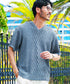 Bスモークブルー(Vネック) MODEL : GO 180cm 66kg Lsize