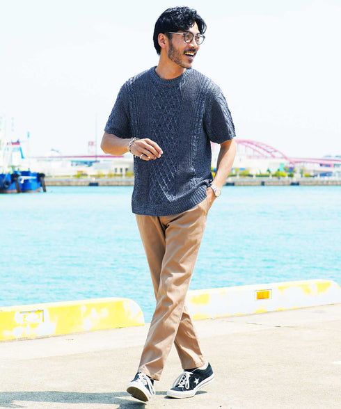 Aインディゴ(クルーネック) MODEL : GO 180cm 66kg Lsize