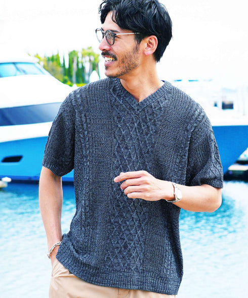 Bインディゴ(Vネック) MODEL : GO 180cm 66kg Lsize