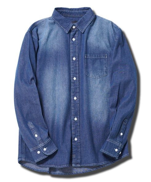 6.5oz長袖メンズデニムシャツ