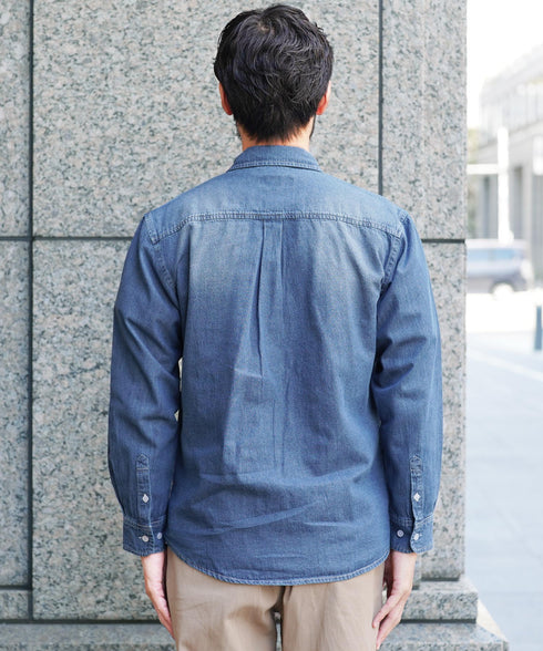 6.5oz長袖メンズデニムシャツ