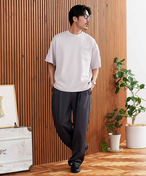 接触冷感 とろみ 半袖Tシャツ │ メンズ Tシャツ 半袖 接触冷感 とろみ素材 ひんやり 涼しい 吸汗速乾 ストレッチ 伸縮性 なめらか 快適 きれいめ 大人 夏 夏服 無地 シンプル