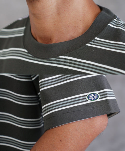 【DISCUS】COOLMAX レトロボーダーTシャツ │ メンズ Tシャツ 半袖 ボーダー レトロ クールマックス 吸水速乾 涼しい 快適 スポーティ カジュアル きれいめ 夏 夏服 デイリー ユニセックス