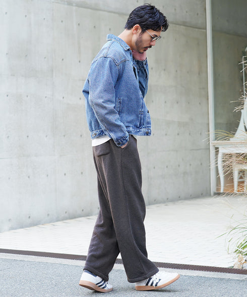 ヘビーウェイトワイドフィットスウェットパンツ│裏起毛 あったか 暖かい ワイドパンツ メンズ 太め シルエット 流行り ルームウェアにも