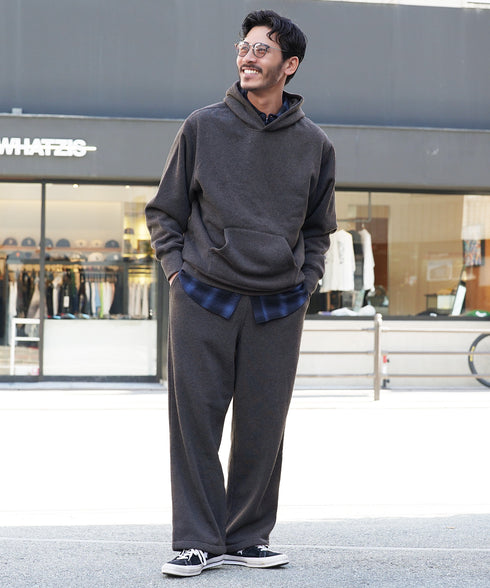 ヘビーウェイトワイドフィットスウェットパンツ│裏起毛 あったか 暖かい ワイドパンツ メンズ 太め シルエット 流行り ルームウェアにも