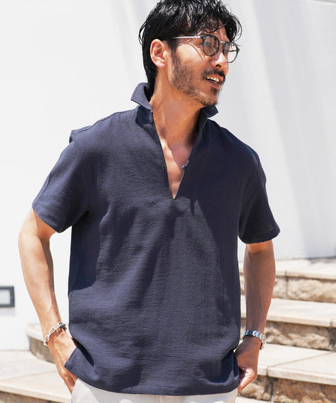 ネイビー MODEL : GO 180cm 66kg Lsize