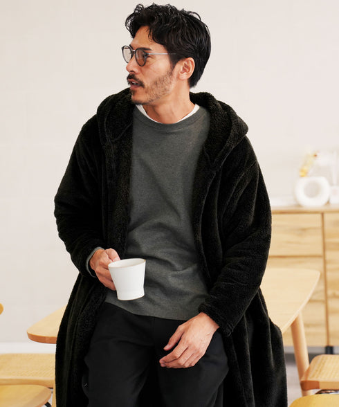 着る毛布モコボアフードコート | コート アウター 毛布 ルームウエア ロングカーディガン ボア メンズ ブランド おしゃれ あったか 男女兼用 レディース カップル ペア ルームウエア