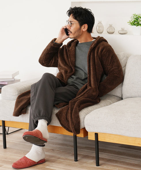 着る毛布モコボアフードコート | コート アウター 毛布 ルームウエア ロングカーディガン ボア メンズ ブランド おしゃれ あったか 男女兼用 レディース カップル ペア ルームウエア