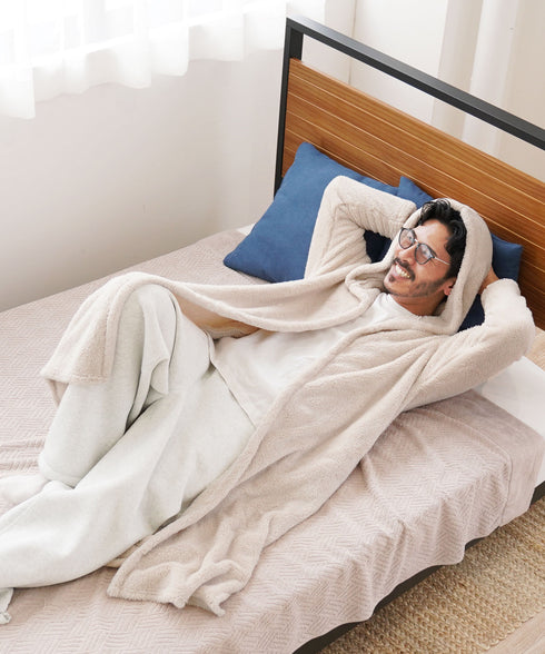 着る毛布モコボアフードコート | コート アウター 毛布 ルームウエア ロングカーディガン ボア メンズ ブランド おしゃれ あったか 男女兼用 レディース カップル ペア ルームウエア