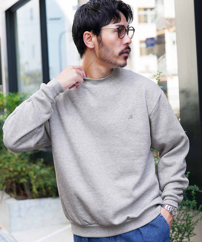 裏起毛 ワンポイント スウェット クルーネック│メンズ暖かい起毛スウェット あったか 防寒 トレーナー ゆったり