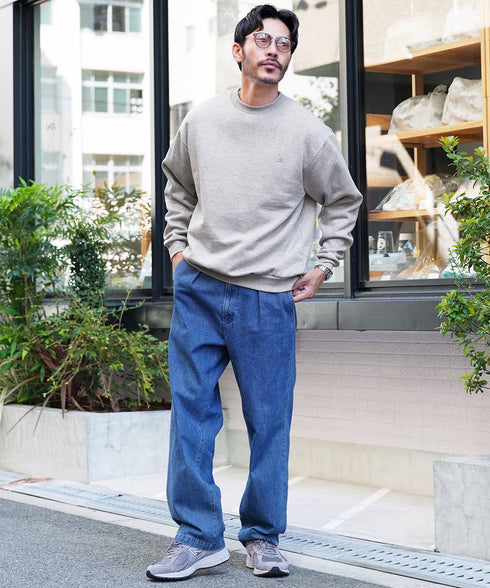 裏起毛 ワンポイント スウェット クルーネック│メンズ暖かい起毛スウェット あったか 防寒 トレーナー ゆったり