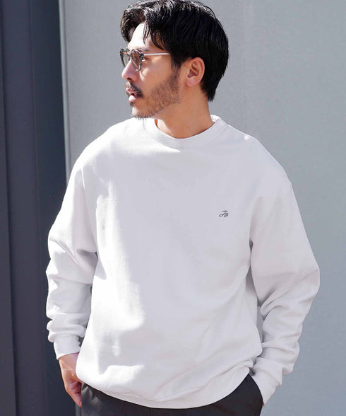 裏起毛 ワンポイント スウェット クルーネック│メンズ暖かい起毛スウェット あったか 防寒 トレーナー ゆったり