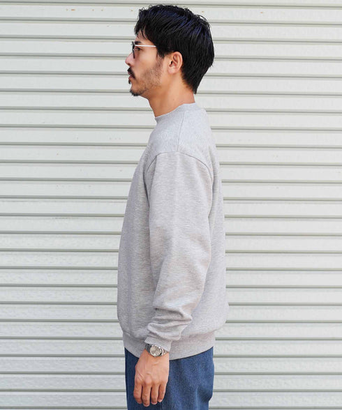 裏起毛 ワンポイント スウェット クルーネック│メンズ暖かい起毛スウェット あったか 防寒 トレーナー ゆったり