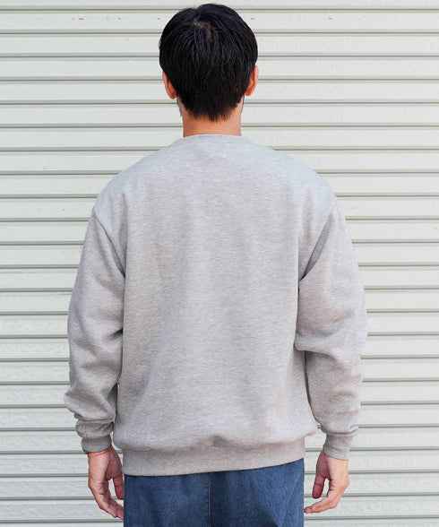 裏起毛 ワンポイント スウェット クルーネック│メンズ暖かい起毛スウェット あったか 防寒 トレーナー ゆったり