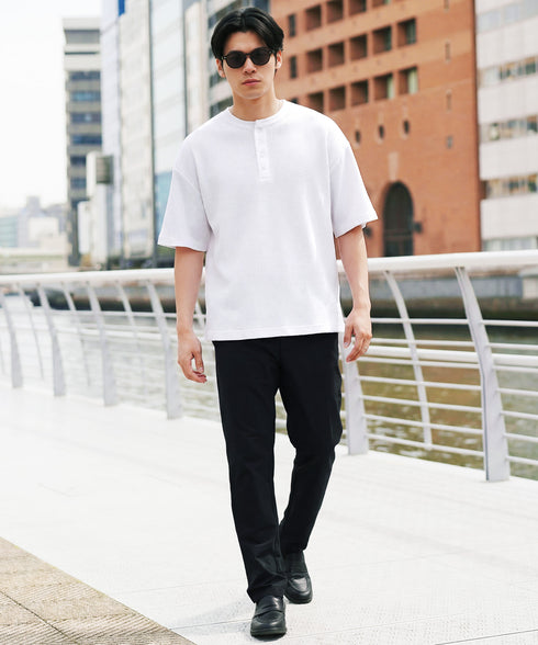 (一部3月下旬発送予定)ワッフルサーマル 半袖T ヘンリーネック | Tシャツ メンズ ヘンリーネック 半袖 サーマル生地 涼しい 通気性 伸縮 ストレッチ ミリタリー トップス 大人【一部予約1260】