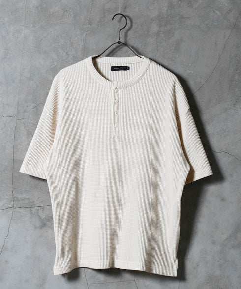 (一部3月下旬発送予定)ワッフルサーマル 半袖T ヘンリーネック | Tシャツ メンズ ヘンリーネック 半袖 サーマル生地 涼しい 通気性 伸縮 ストレッチ ミリタリー トップス 大人【一部予約1260】