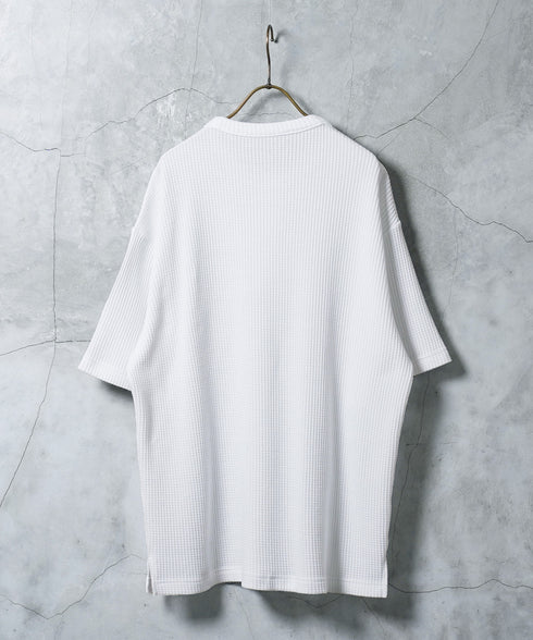 (一部3月下旬発送予定)ワッフルサーマル 半袖T ヘンリーネック | Tシャツ メンズ ヘンリーネック 半袖 サーマル生地 涼しい 通気性 伸縮 ストレッチ ミリタリー トップス 大人【一部予約1260】