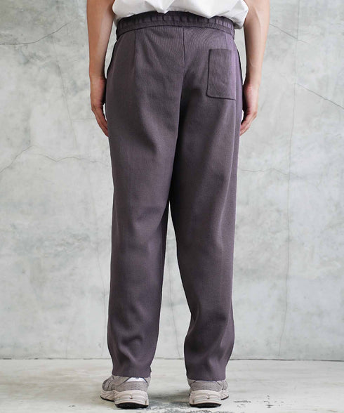 ニットパンツ ピンタック ワイドテーパード│ワイドパンツ センターシーム 太め メンズ ワイドパンツ