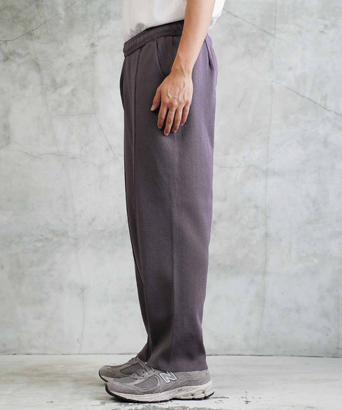 ニットパンツ ピンタック ワイドテーパード│ワイドパンツ センターシーム 太め メンズ ワイドパンツ