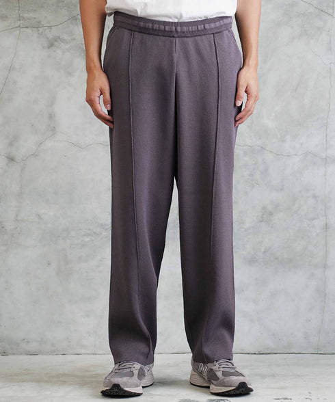 ニットパンツ ピンタック ワイドテーパード│ワイドパンツ センターシーム 太め メンズ ワイドパンツ