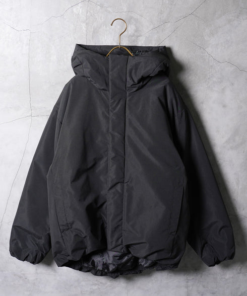 ピーチスキン撥水加工防風フィルム中綿フードブルゾン│暖かい アウター アウトドア 水を弾く 風を通さない 雨 雪 寒さ対策 首まで暖かい シンプル