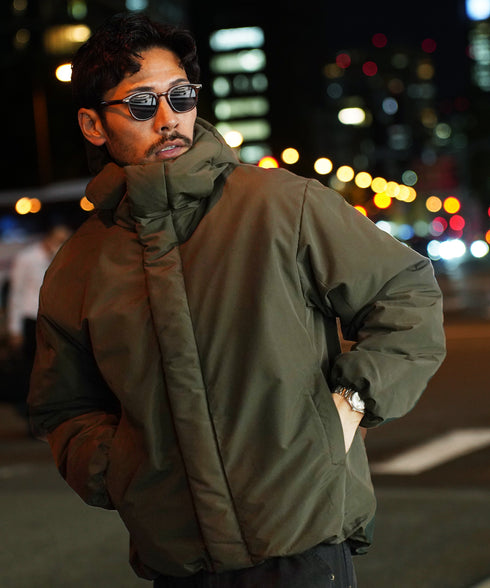 ピーチスキン撥水加工防風フィルム中綿フードブルゾン│暖かい アウター アウトドア 水を弾く 風を通さない 雨 雪 寒さ対策 首まで暖かい シンプル