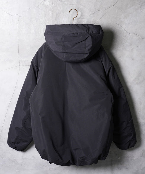 ピーチスキン撥水加工防風フィルム中綿フードブルゾン│暖かい アウター アウトドア 水を弾く 風を通さない 雨 雪 寒さ対策 首まで暖かい シンプル