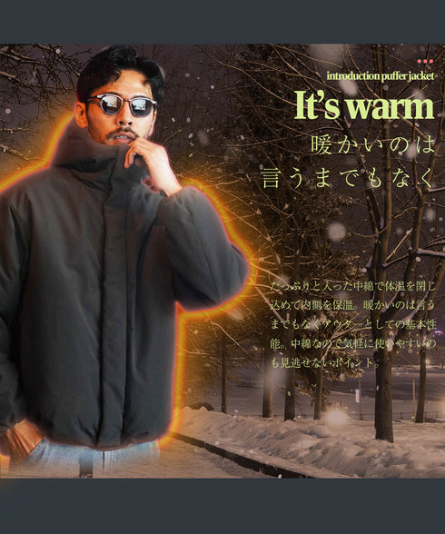 ピーチスキン撥水加工防風フィルム中綿フードブルゾン│暖かい アウター アウトドア 水を弾く 風を通さない 雨 雪 寒さ対策 首まで暖かい シンプル