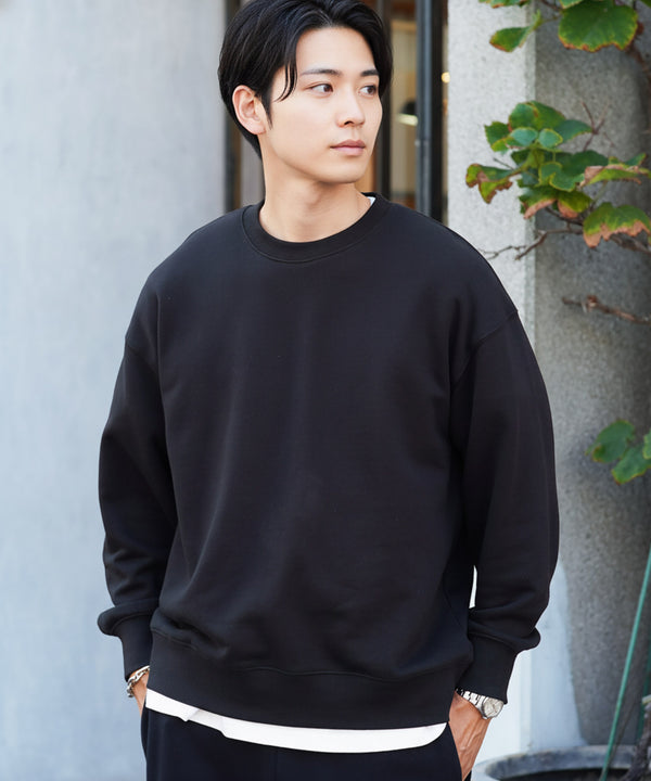 ヘビーオンス裏毛トレーナー | スウェット トレーナー メンズ 厚手 13オンス 無地 ヘビーウェイト プルオーバー クルーネック 丈夫 コットン 綿100% 無地 おしゃれ ゆったり 丸首 クルーネック 長袖 秋服 秋 冬服 冬 春服 春