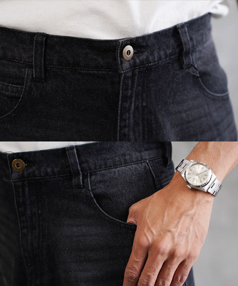 12.5OZ オーバーダイバギーデニム│メンズワイドデニム 太め ワイドシルエット ビンテージ加工 ウォッシュ加工 ワイドデニム