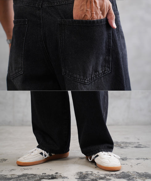 12.5OZ オーバーダイバギーデニム│メンズワイドデニム 太め ワイドシルエット ビンテージ加工 ウォッシュ加工 ワイドデニム