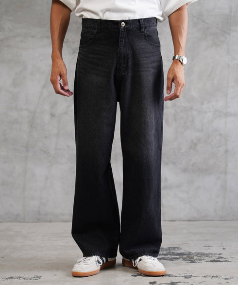 12.5OZ オーバーダイバギーデニム│メンズワイドデニム 太め ワイドシルエット ビンテージ加工 ウォッシュ加工 ワイドデニム