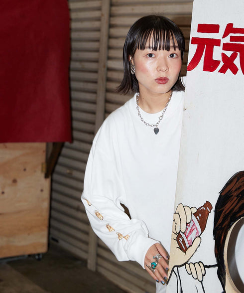 Billiken / ビリケンロングスリーブTシャツホワイトスタイリング2