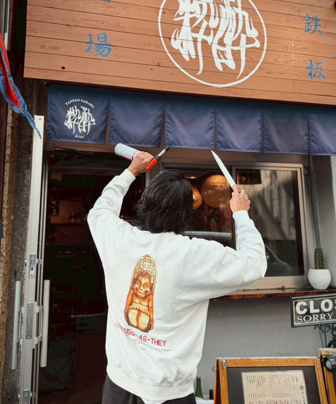 ビリケン裏毛トレーナー ホワイト スタイリング3 新世界 プレセント ギフト クリスマス 贈り物 スウェット プルオーバー