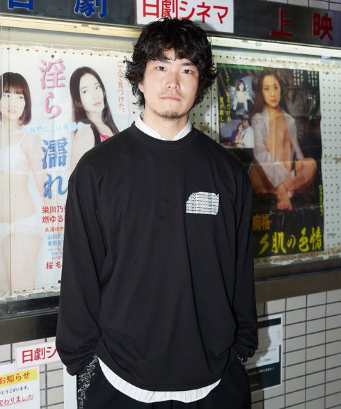 New Star Wall Graphic / ニュースターウォールグラフィックロングスリーブTシャツブラックスタイリング1