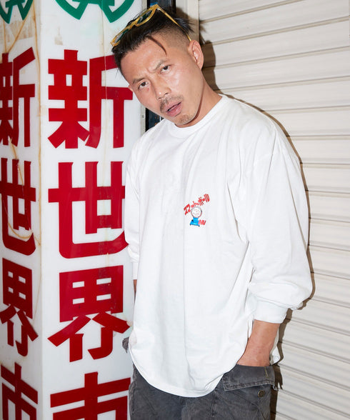 Smart Ball New Star / スマートボールニュースターロングスリーブTシャツホワイトスタイリング3