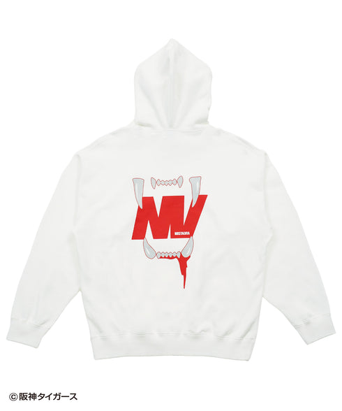 タイガースファング裏毛パーカー ホワイト 詳細後 阪神タイガース プレセント ギフト 野球 クリスマス 贈り物 フーディー