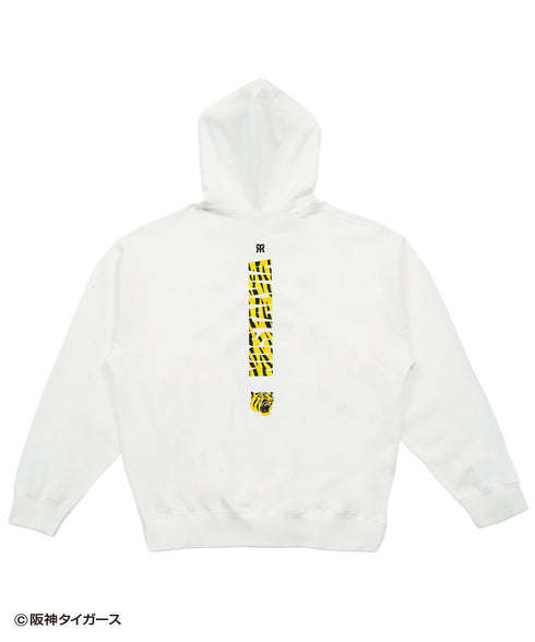 レイジングタイガース裏毛パーカー ホワイト 詳細後 阪神タイガース プレセント ギフト 野球 クリスマス 贈り物 フーディー