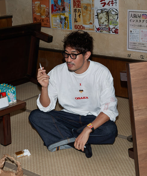 I Love Osaka / アイラブオオサカロングスリーブTシャツホワイトスタイリング2