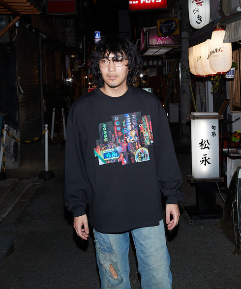 Ura Namba / ウラナンバロングスリーブTシャツブラックスタイリング4