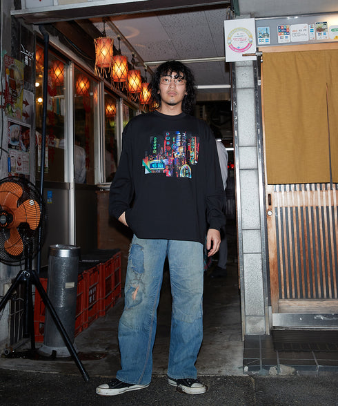 Ura Namba / ウラナンバロングスリーブTシャツブラックスタイリング5