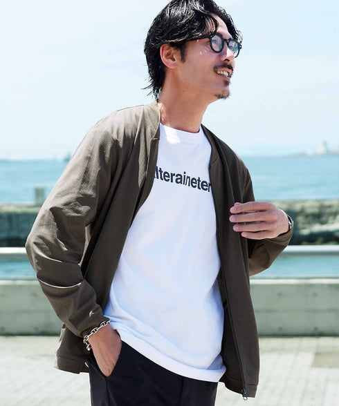 ノーカラーZIPメッシュブルゾン | メンズ 夏 ジャケット 薄手 メッシュ 接触冷感 UVカット 吸水速乾 ブルゾン 紫外線対策 日焼け防止 ひんやり 涼しい トラックジャケット ライトアウター アウター 羽織り 春夏 20代 30代 40代