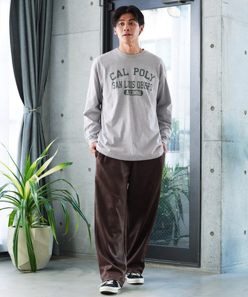 レザーライクジャージルーズフィットテーパードパンツ | メンズ ワイドパンツ イージーパンツ 合皮風 ダンボールニット 4WAYストレッチ ウエストゴム ドローコード セットアップ ストリート ブラック ブラウン 秋服 冬服 20代 30代 40代