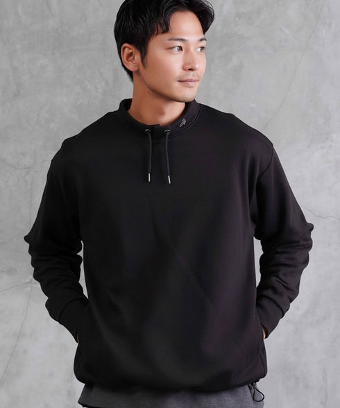 裏毛 裾ドローコードスタンドネックスウェット | スタンドカラー 裾ドローコード スウェット 長袖