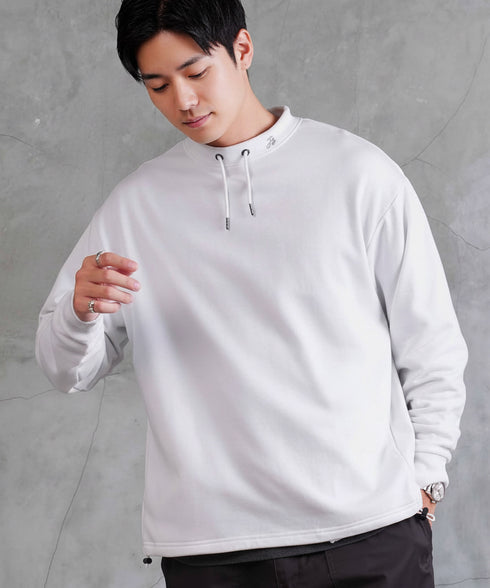 裏毛 裾ドローコードスタンドネックスウェット | スタンドカラー 裾ドローコード スウェット 長袖