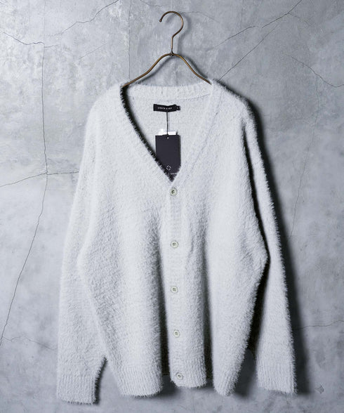 シャギーカーディガン│メンズ カーディガン シャギーニット 無地 モヘア風 洗える 無地 シンプル