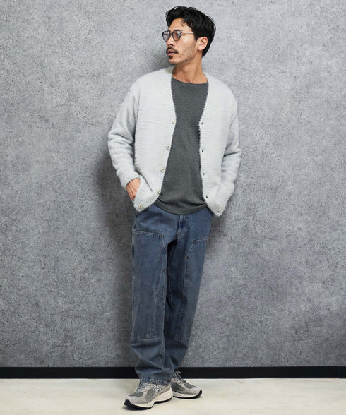 シャギーカーディガン│メンズ カーディガン シャギーニット 無地 モヘア風 洗える 無地 シンプル