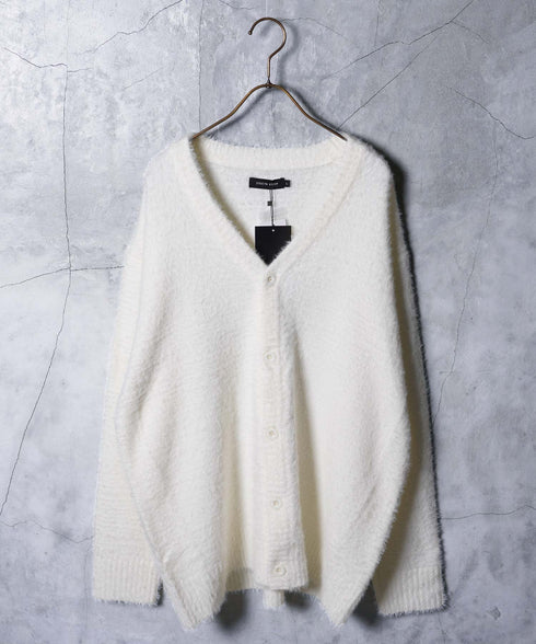 シャギーカーディガン│メンズ カーディガン シャギーニット 無地 モヘア風 洗える 無地 シンプル